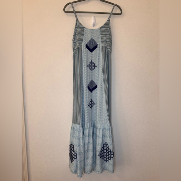 easel Dresses & Skirts - NEW Easel Blue Embroidered Maxi Dress